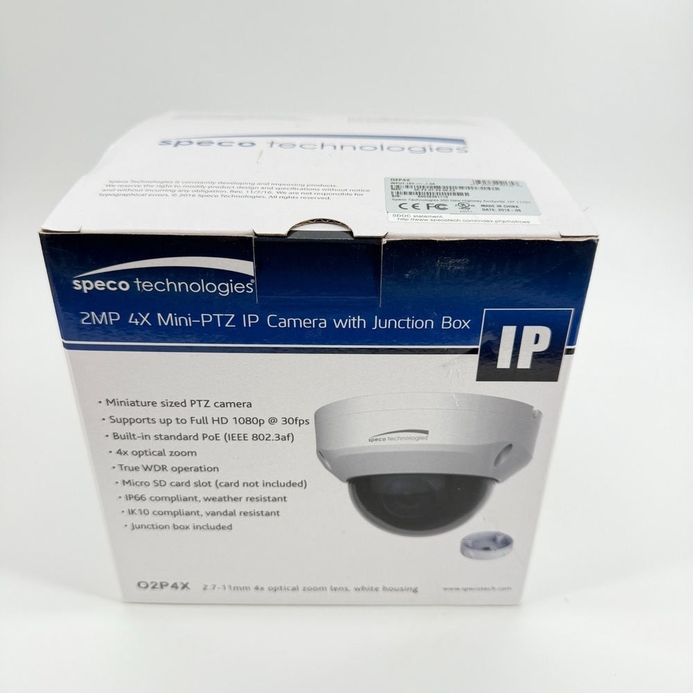 Speco O3VFDM 3 Megapixel IR Dome IP Camera with Junction Box, 2.7-12mm Lens